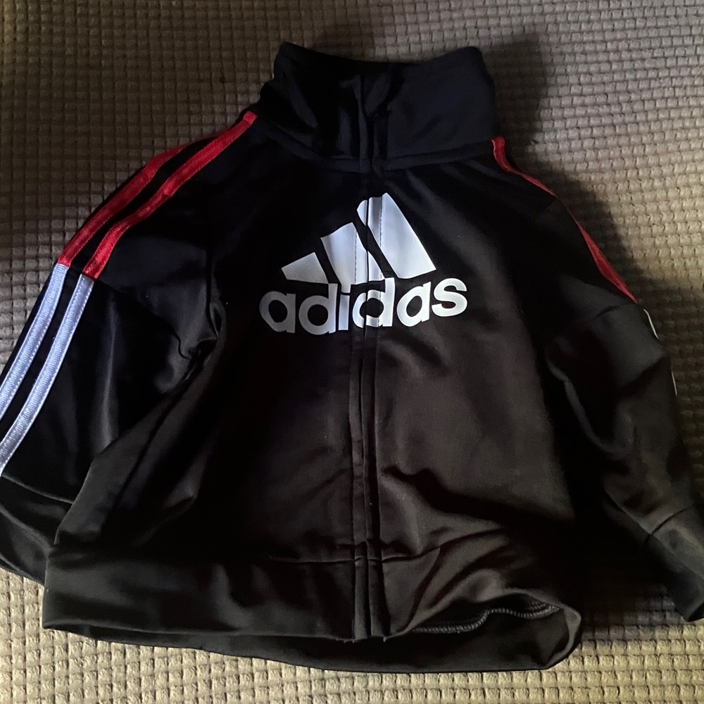 Adidas Black Jacket with Red and White Accents